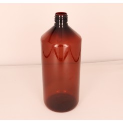 1000 ml. Plastflaske PET brun f. 28 mm. Ropp