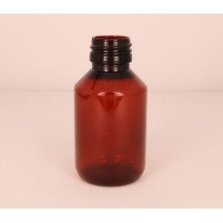 100 ml. Plastflaske PET brun f. 28 mm. Ropp