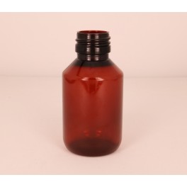 100 ml. Plastflaske PET brun f. 28 mm. Ropp